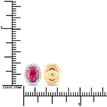 Load image into Gallery viewer, 1.96 Carat Genuine Ruby and White Diamond 14K Yellow Gold Earrings