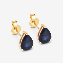 Load image into Gallery viewer, 1.60 Carat Genuine Blue Sapphire 10K Yellow Gold Earrings