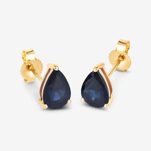 Load image into Gallery viewer, 1.60 Carat Genuine Blue Sapphire 10K Yellow Gold Earrings