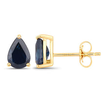 Load image into Gallery viewer, 1.60 Carat Genuine Blue Sapphire 10K Yellow Gold Earrings