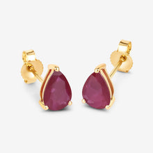将图片加载到图库查看器,1.60 Carat Genuine Ruby 10K Yellow Gold Earrings