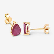 将图片加载到图库查看器,1.60 Carat Genuine Ruby 10K Yellow Gold Earrings