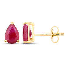 将图片加载到图库查看器,1.60 Carat Genuine Ruby 10K Yellow Gold Earrings