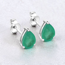 Load image into Gallery viewer, 1.30 Carat Genuine Zambian Emerald 10K White Gold Earrings