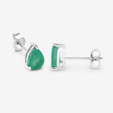 Load image into Gallery viewer, 1.30 Carat Genuine Zambian Emerald 10K White Gold Earrings