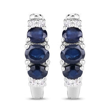 Load image into Gallery viewer, 1.66 Carat Genuine Blue Sapphire and White Topaz .925 Sterling Silver Earrings