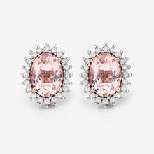 Load image into Gallery viewer, 1.61 Carat Genuine Morganite and White Diamond 14K Rose Gold Earrings
