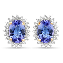 Load image into Gallery viewer, 1.71 Carat Genuine Tanzanite and White Diamond 14K Yellow Gold Earrings