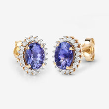 Load image into Gallery viewer, 1.71 Carat Genuine Tanzanite and White Diamond 14K Yellow Gold Earrings