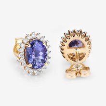 Load image into Gallery viewer, 1.71 Carat Genuine Tanzanite and White Diamond 14K Yellow Gold Earrings