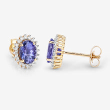 Load image into Gallery viewer, 1.71 Carat Genuine Tanzanite and White Diamond 14K Yellow Gold Earrings