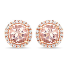 将图片加载到图库查看器,0.93 Carat Genuine Morganite and White Diamond 14K Rose Gold Earrings