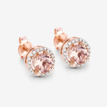 将图片加载到图库查看器,0.93 Carat Genuine Morganite and White Diamond 14K Rose Gold Earrings