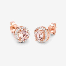 将图片加载到图库查看器,0.93 Carat Genuine Morganite and White Diamond 14K Rose Gold Earrings