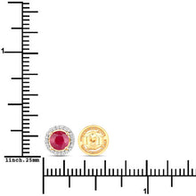 Load image into Gallery viewer, 1.22 Carat Genuine Ruby and White Diamond 14K Yellow Gold Earrings