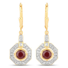 Load image into Gallery viewer, 1.78 Carat Genuine Ruby and White Zircon .925 Sterling Silver Earrings