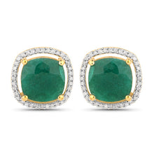 Load image into Gallery viewer, 4.40 Carat Dyed Emerald and White Diamond .925 Sterling Silver Earrings