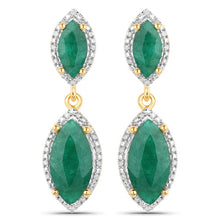 Load image into Gallery viewer, 4.21 Carat Dyed Emerald and White Diamond .925 Sterling Silver Earrings
