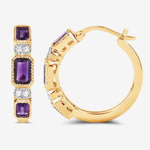 将图片加载到图库查看器,2.18 Carat Genuine Amethyst and White Topaz .925 Sterling Silver Earrings