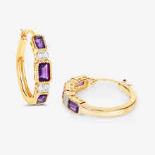 将图片加载到图库查看器,2.18 Carat Genuine Amethyst and White Topaz .925 Sterling Silver Earrings