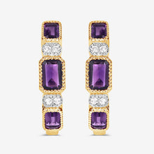将图片加载到图库查看器,2.18 Carat Genuine Amethyst and White Topaz .925 Sterling Silver Earrings