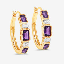 将图片加载到图库查看器,2.18 Carat Genuine Amethyst and White Topaz .925 Sterling Silver Earrings