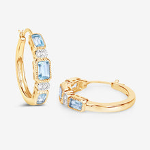 将图片加载到图库查看器,2.66 Carat Genuine Blue Topaz and White Topaz .925 Sterling Silver Earrings