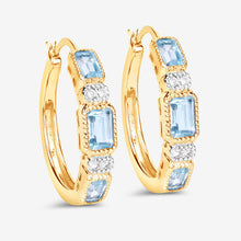 将图片加载到图库查看器,2.66 Carat Genuine Blue Topaz and White Topaz .925 Sterling Silver Earrings