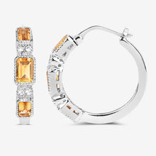 Load image into Gallery viewer, 2.88 Carat Genuine Citrine and White Topaz .925 Sterling Silver Earrings