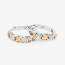 Load image into Gallery viewer, 2.88 Carat Genuine Citrine and White Topaz .925 Sterling Silver Earrings
