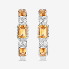 Load image into Gallery viewer, 2.88 Carat Genuine Citrine and White Topaz .925 Sterling Silver Earrings