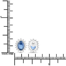 Load image into Gallery viewer, 2.22 Carat Genuine Blue Sapphire and White Diamond 14K White Gold Earrings