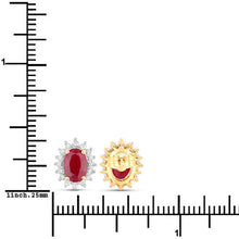 Load image into Gallery viewer, 2.02 Carat Genuine Ruby and White Diamond 14K Yellow Gold Earrings