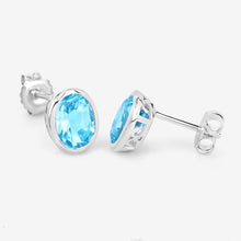 Load image into Gallery viewer, 4.00 Carat Genuine Swiss Blue Topaz .925 Sterling Silver Earrings