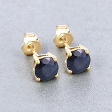 将图片加载到图库查看器,1.70 Carat Genuine Blue Sapphire 10K Yellow Gold Earrings