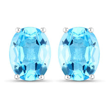 Load image into Gallery viewer, 4.00 Carat Genuine Swiss Blue Topaz .925 Sterling Silver Earrings