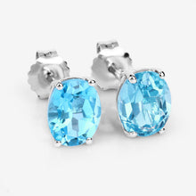 Load image into Gallery viewer, 4.00 Carat Genuine Swiss Blue Topaz .925 Sterling Silver Earrings