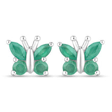 Load image into Gallery viewer, 0.88 Carat Genuine Emerald .925 Sterling Silver Earrings