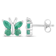 Load image into Gallery viewer, 0.88 Carat Genuine Emerald .925 Sterling Silver Earrings