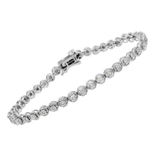 Load image into Gallery viewer, .925 Sterling Silver 1/2 Cttw Miracle Set Round Diamond Bezel Design Link Bracelet (I-J Color, I2-I3 Clarity) - 7.25"