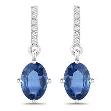 Load image into Gallery viewer, 1.95 Carat Genuine Blue Sapphire and White Diamond 14K White Gold Earrings