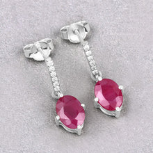 Load image into Gallery viewer, 1.75 Carat Genuine Ruby and White Diamond 10K White Gold Earrings