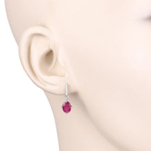 Load image into Gallery viewer, 1.75 Carat Genuine Ruby and White Diamond 10K White Gold Earrings