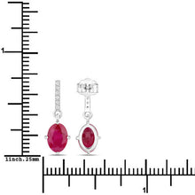 Load image into Gallery viewer, 1.75 Carat Genuine Ruby and White Diamond 14K White Gold Earrings
