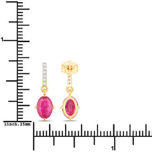 Load image into Gallery viewer, 1.75 Carat Genuine Ruby and White Diamond 14K Yellow Gold Earrings