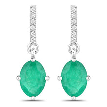 Load image into Gallery viewer, 1.49 Carat Genuine Zambian Emerald and White Diamond 14K White Gold Earrings