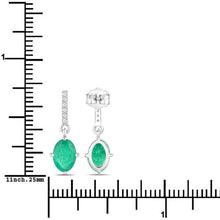 Load image into Gallery viewer, 1.49 Carat Genuine Zambian Emerald and White Diamond 14K White Gold Earrings