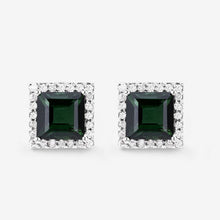 Load image into Gallery viewer, 1.55 Carat Genuine Green Tourmaline and White Diamond 14K White Gold Earrings