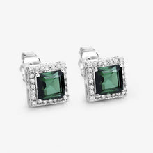 Load image into Gallery viewer, 1.55 Carat Genuine Green Tourmaline and White Diamond 14K White Gold Earrings