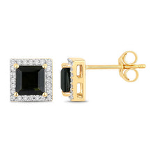 Load image into Gallery viewer, 1.55 Carat Genuine Green Tourmaline and White Diamond 14K Yellow Gold Earrings